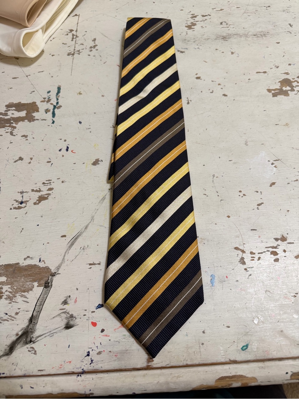 Ermenegildo Zegna pure silk new Classic Navy Gold Striped Men's Tie preppy chic